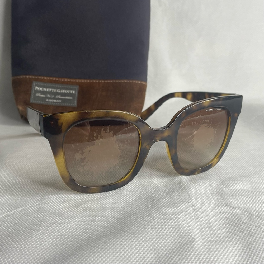 Armani Exchange Brazilian Tortoise Sunglasses Cat Eye Logo AX4087S 49[]25 143